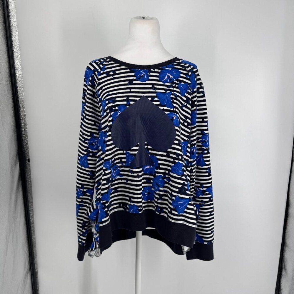 Kate Spade Floral Striped Spade Logo Sweatshirt Size XL - Picture 4 of 13